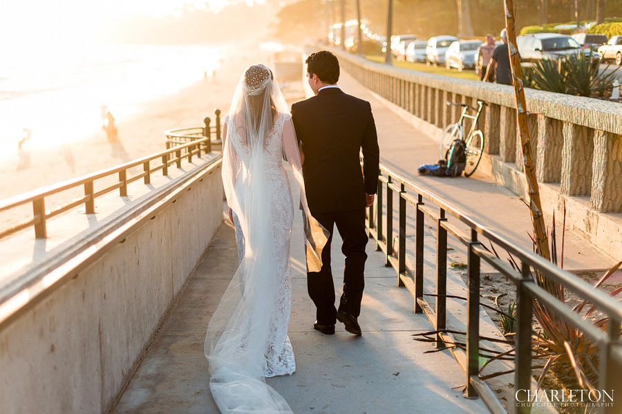 couple walking on the santa barbara beach